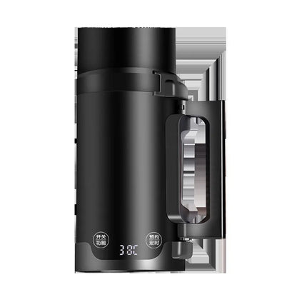 Portable black mini electric kettle with inner water level marking and compact travel design
