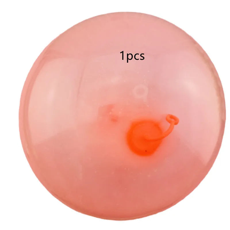 TPR inflatable ball in blue colour showing 70cm diameter measurement with self-sealing valve visible