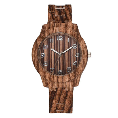 Wood grain retro couple quartz watches with silicone strap in five colour options