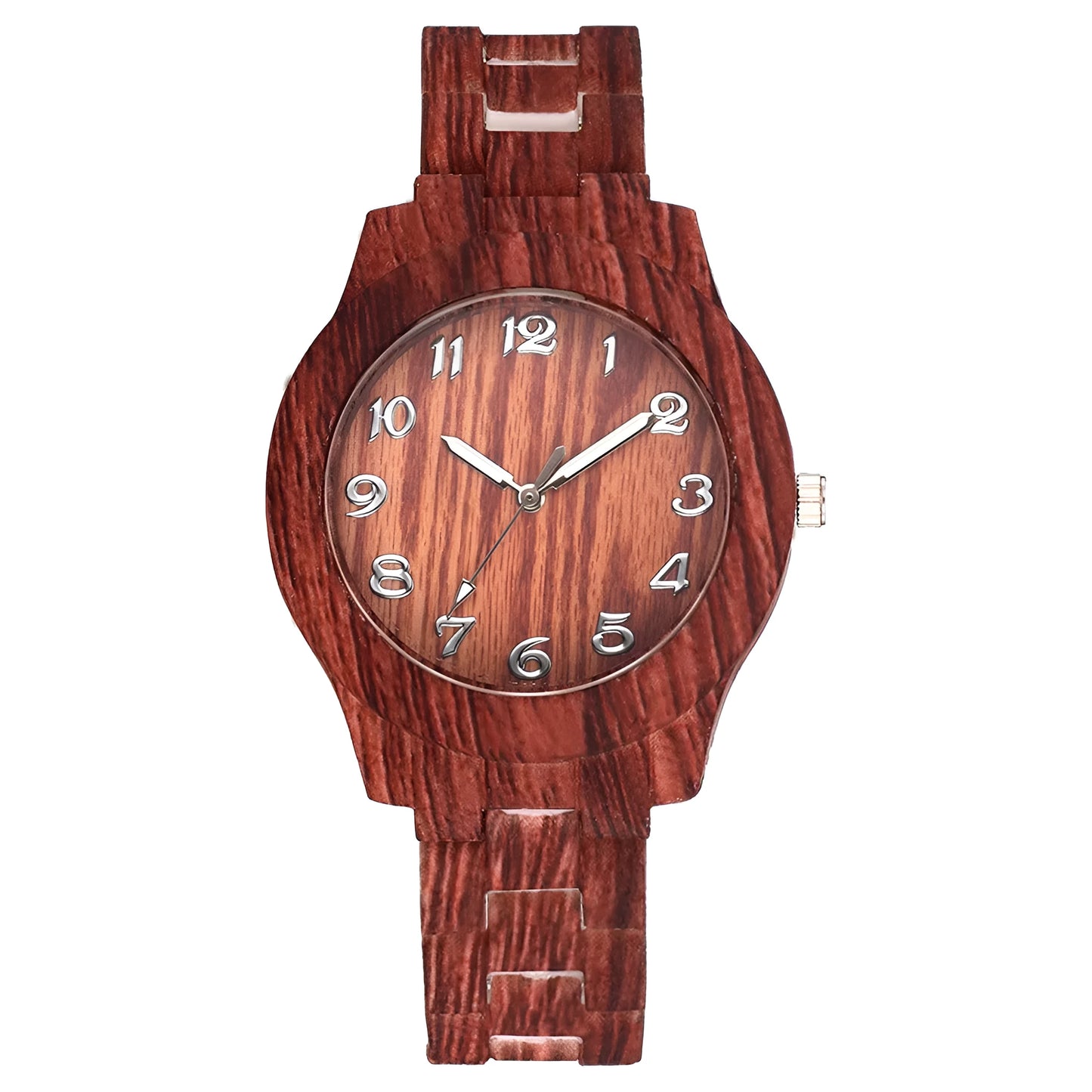 Wood grain retro couple quartz watches with silicone strap in five colour options