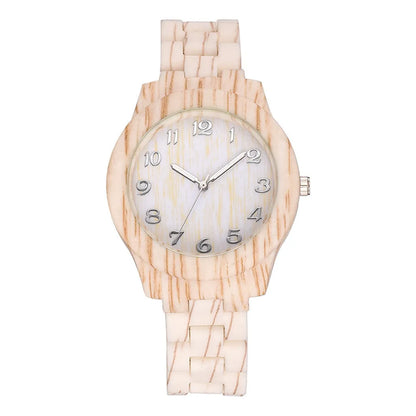 Wood grain retro couple quartz watches with silicone strap in five colour options
