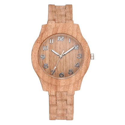 Wood grain retro couple quartz watches with silicone strap in five colour options