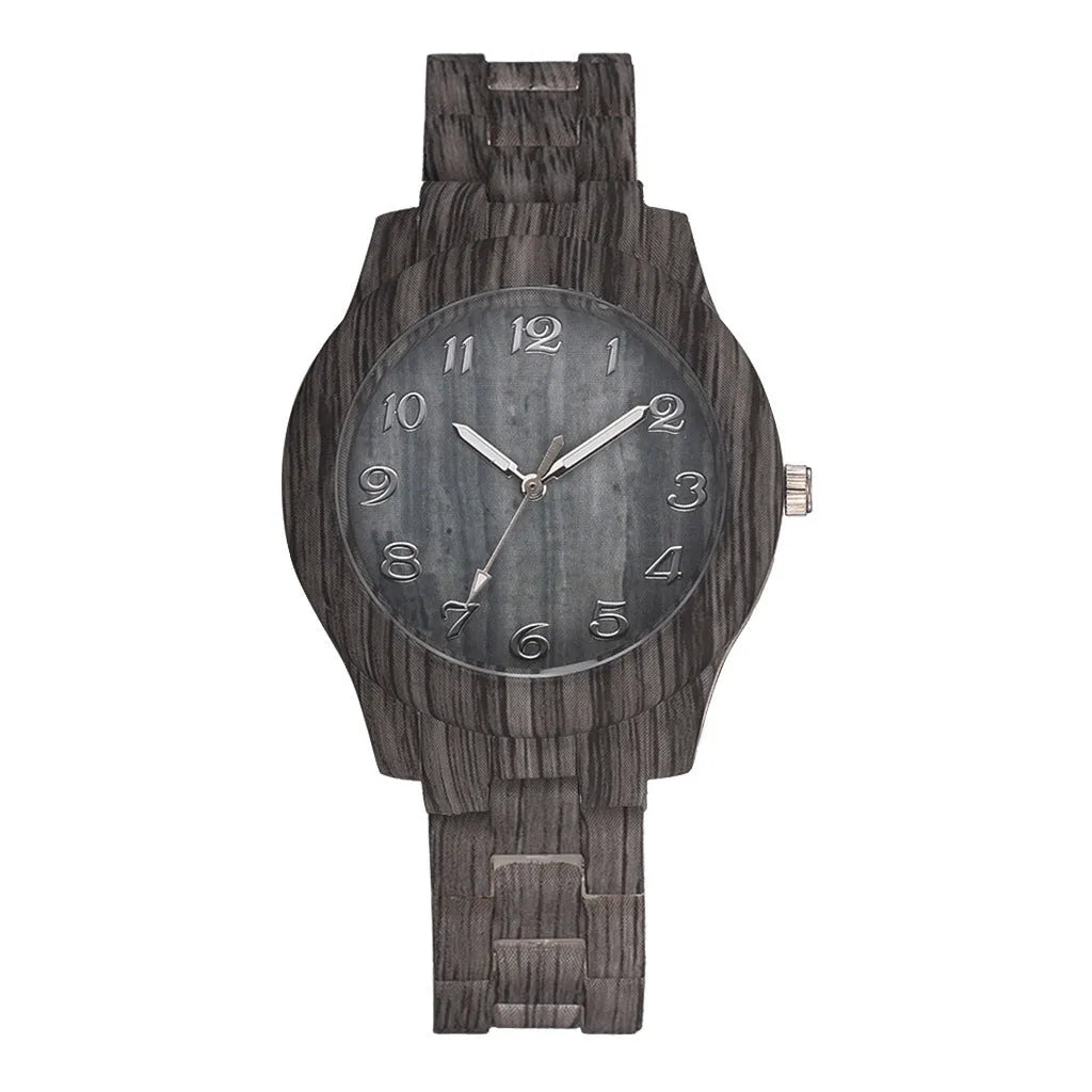 Wood grain retro couple quartz watches with silicone strap in five colour options