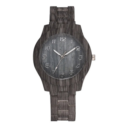 Wood grain retro couple quartz watches with silicone strap in five colour options