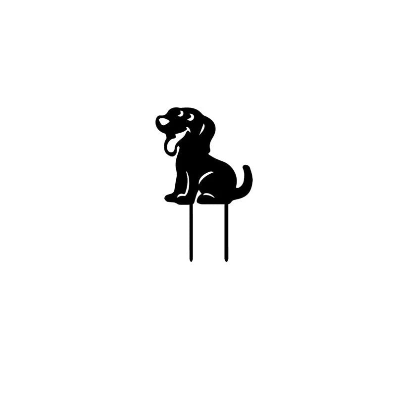 Dog-shaped acrylic garden stakes in three designs for outdoor decoration