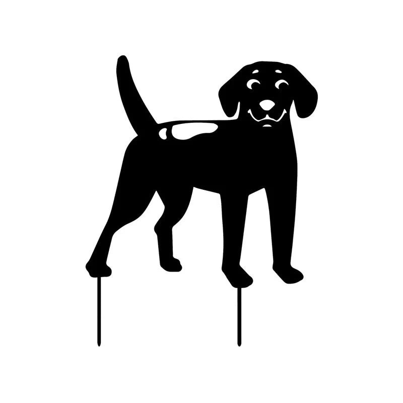 Dog-shaped acrylic garden stakes in three designs for outdoor decoration