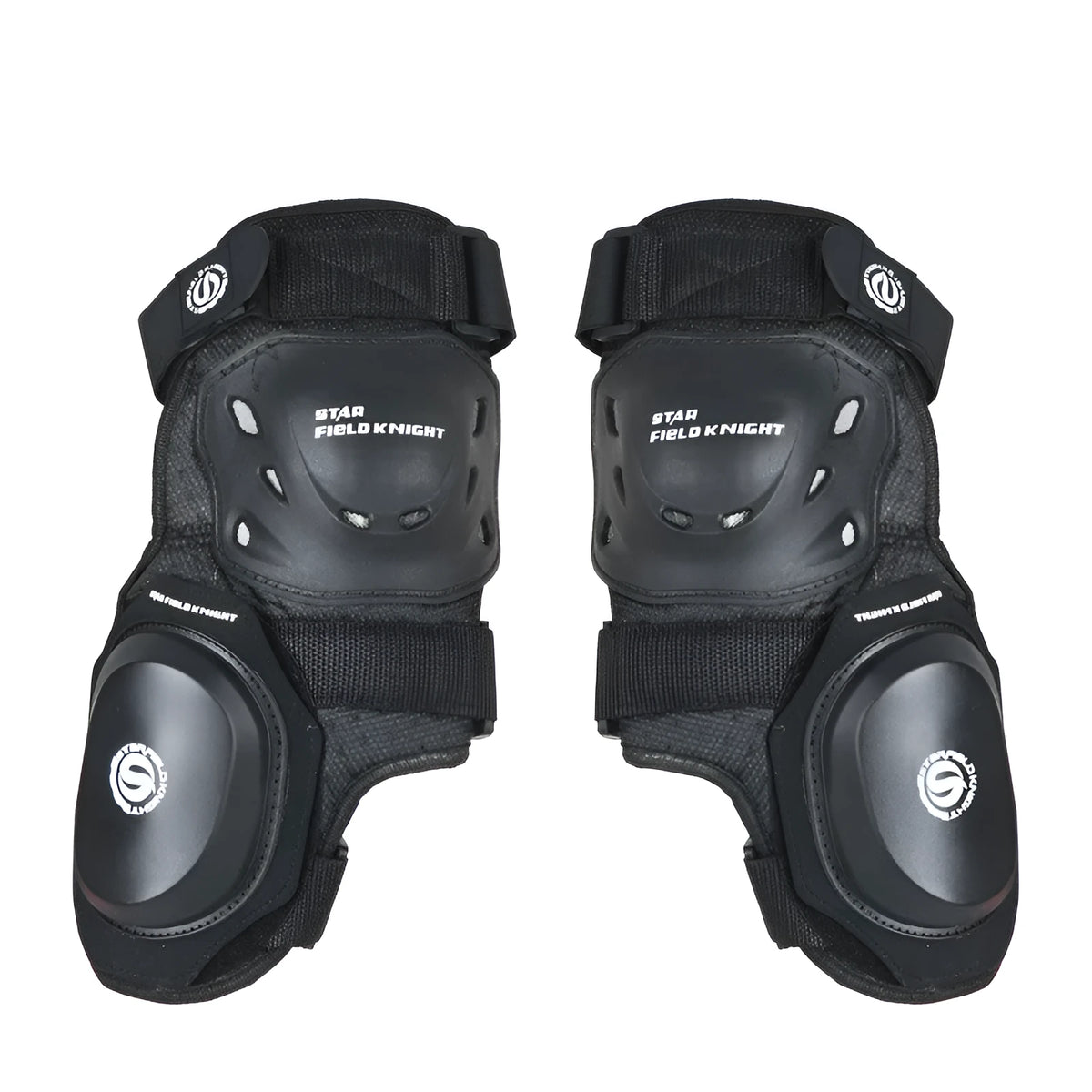 Black anti-fall knee pads pair with reflective strips, grinding bag, SKH-902 racing protective gear