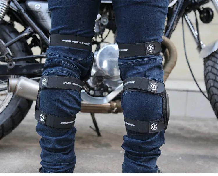 Black anti-fall knee pads pair with reflective strips, grinding bag, SKH-902 racing protective gear