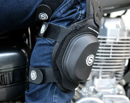 Black anti-fall knee pads pair with reflective strips, grinding bag, SKH-902 racing protective gear