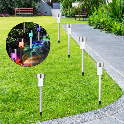 Stainless steel garden landscape light with LED lighting showing compact dimensions for outdoor placement