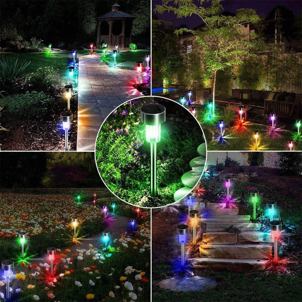 Stainless steel garden landscape light with LED lighting showing compact dimensions for outdoor placement