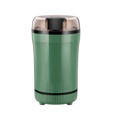 Small white grain grinder with 120g capacity and 5000 rpm motor for household flour milling