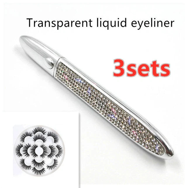 Self-adhesive false eyelashes with multicolour eyeliner for easy application and vibrant looks