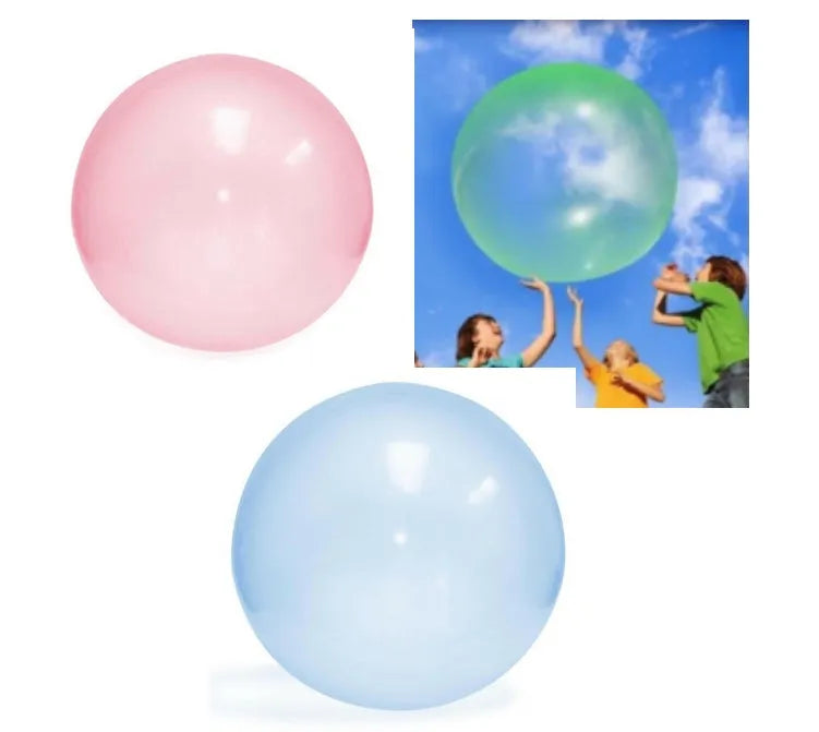 TPR inflatable ball in blue colour showing 70cm diameter measurement with self-sealing valve visible