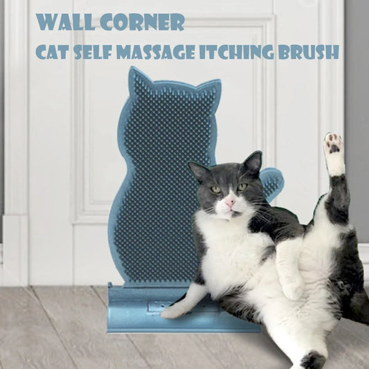 Cat self-grooming brush with catnip for shed hair removal