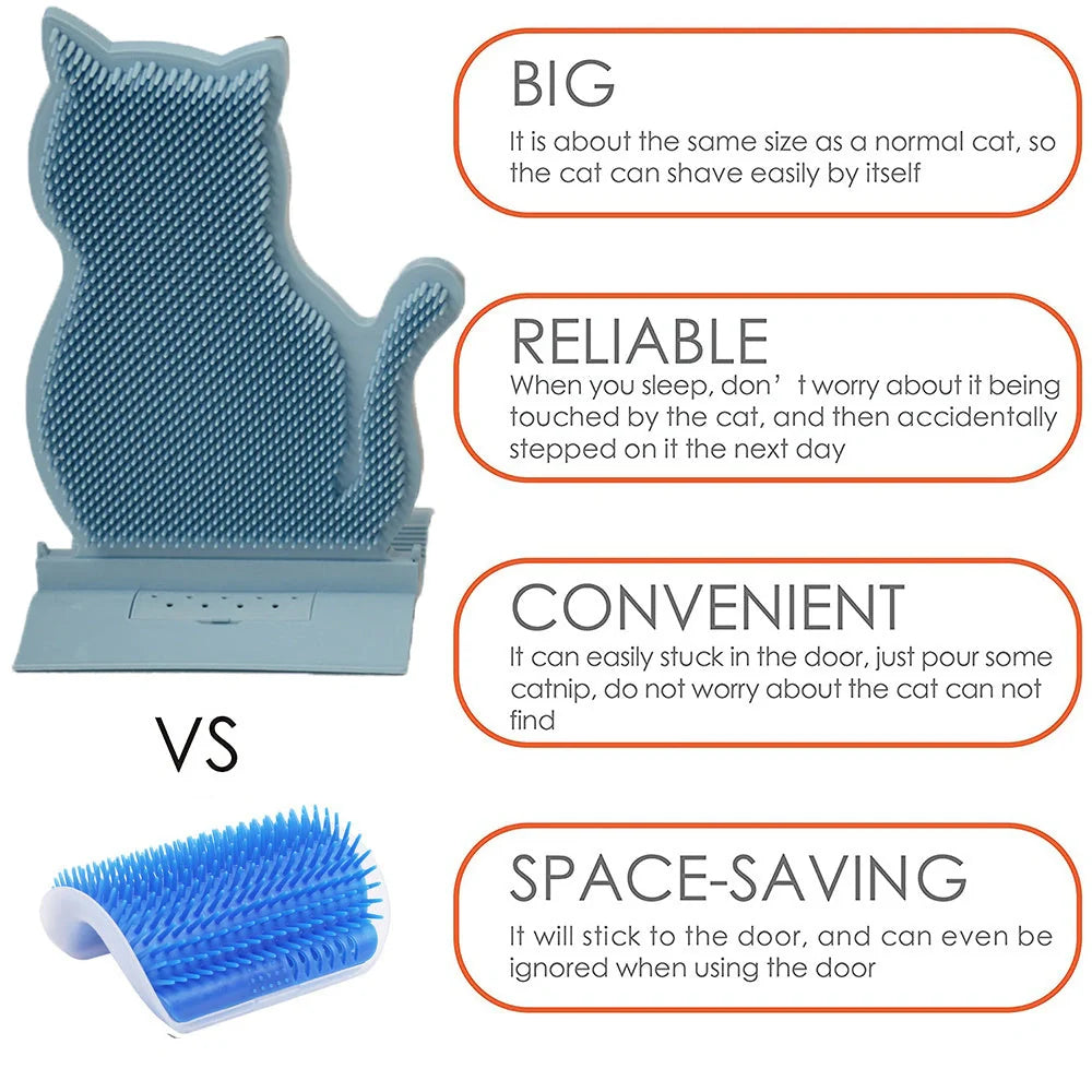 Cat self-grooming brush with catnip for shed hair removal