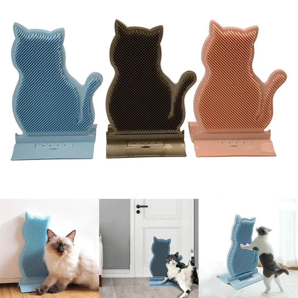 Cat self-grooming brush with catnip for shed hair removal