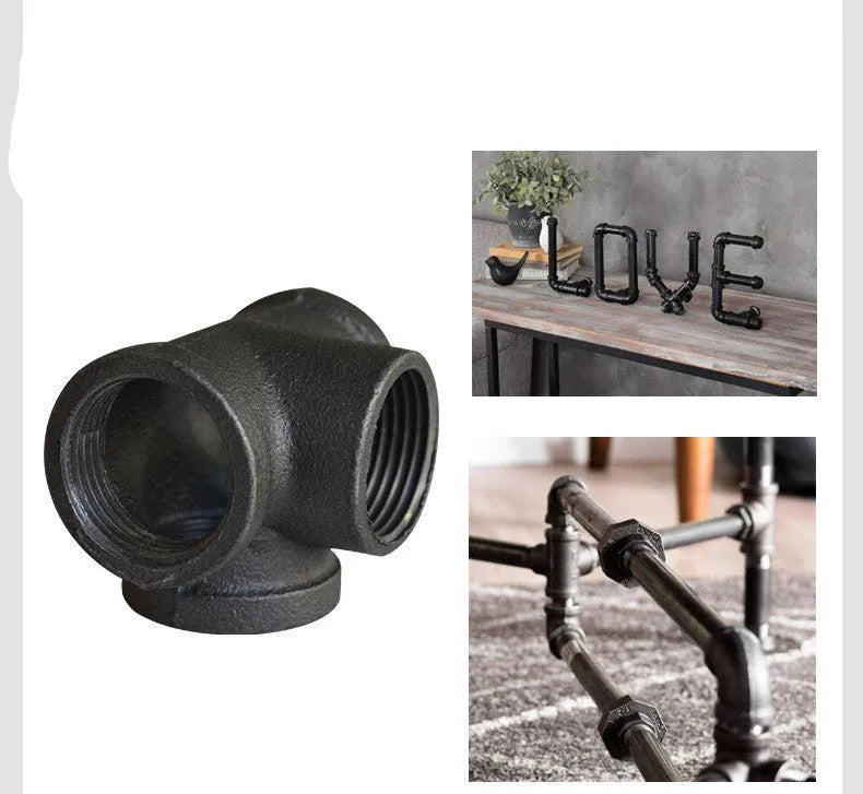 Galvanised steel three-dimensional four-way corner pipe fitting for 15-25mm water pipes