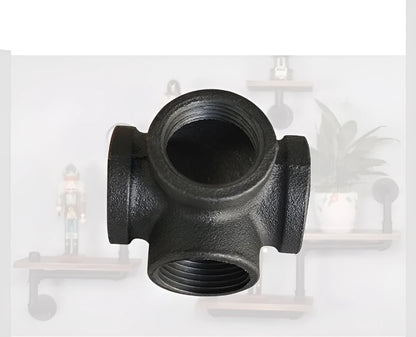 Galvanised steel three-dimensional four-way corner pipe fitting for 15-25mm water pipes
