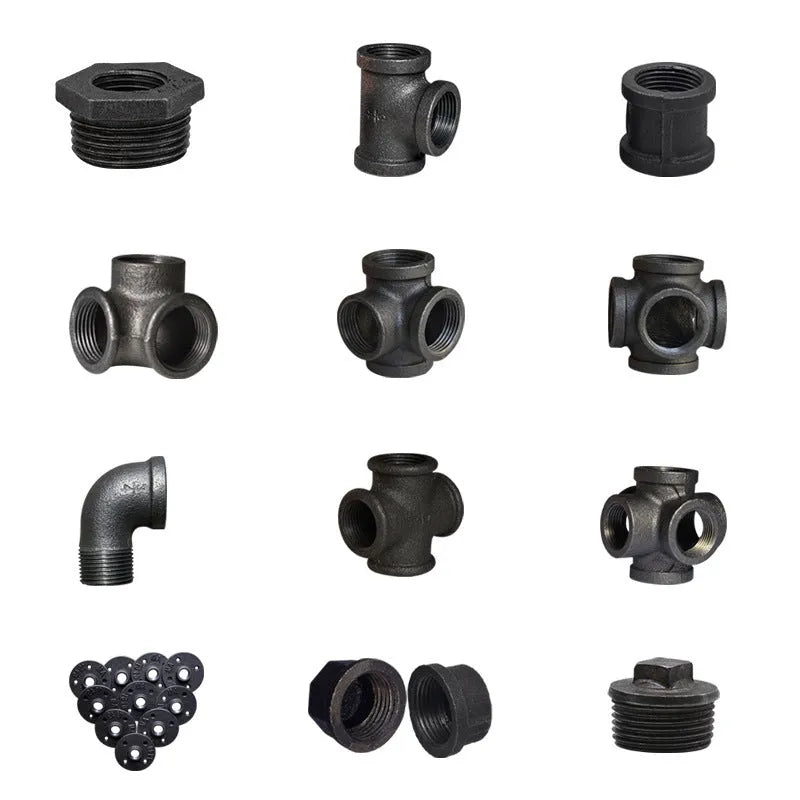Galvanised steel three-dimensional four-way corner pipe fitting for 15-25mm water pipes