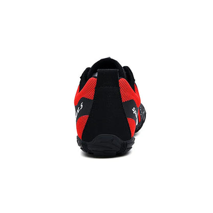 Casual quick-drying outdoor wading shoes in red, with mesh upper and rubber sole.