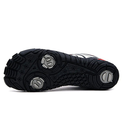 Casual quick-drying outdoor wading shoes in red, with mesh upper and rubber sole.