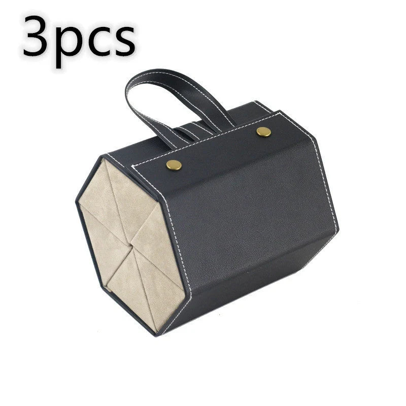 Foldable PU leather sunglasses and eyeglasses travel organiser case in black and brown