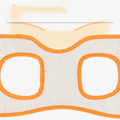 Adjustable dog lift harness in orange, supporting hind legs with breathable mesh