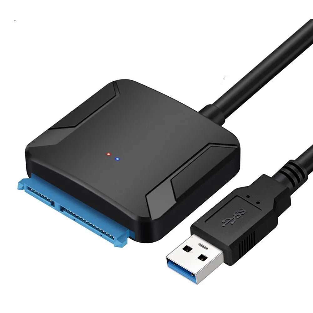 Black USB 3.0 to SATA adapter cable for connecting hard drives externally