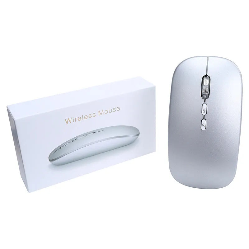 Silver wireless voice mouse with translation, 2.4GHz, 1600dpi, 112 x 60 x 26mm, wireless charging