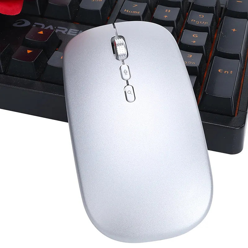 Silver wireless voice mouse with translation, 2.4GHz, 1600dpi, 112 x 60 x 26mm, wireless charging