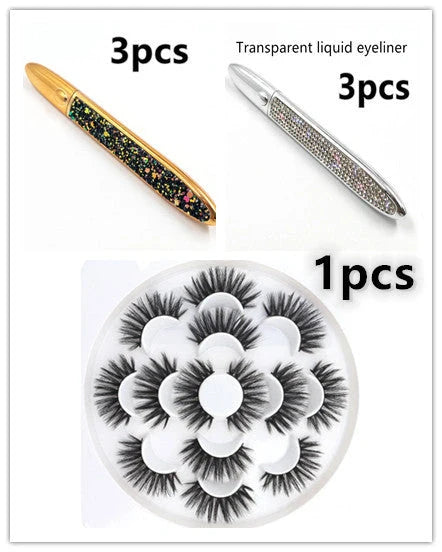 Self-adhesive false eyelashes with multicolour eyeliner for easy application and vibrant looks