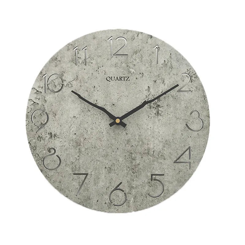 Grey European-style wall clock with single-sided design for living room