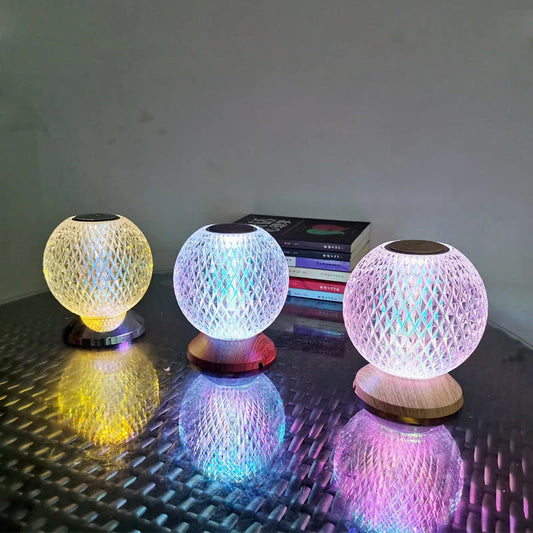 Elegant acrylic crystal bedside lamp with customisable RGB lighting and touch controls