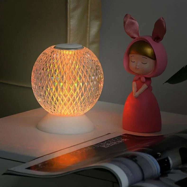 Elegant acrylic crystal bedside lamp with customisable RGB lighting and touch controls