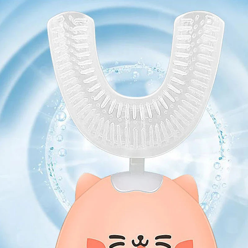 Kid Sonic Rechargeable Electric Toothbrush with 360-degree cleaning, soft silicone bristles, and push-button controls
