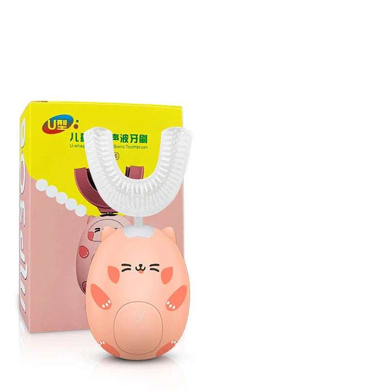 Kid Sonic Rechargeable Electric Toothbrush with 360-degree cleaning, soft silicone bristles, and push-button controls