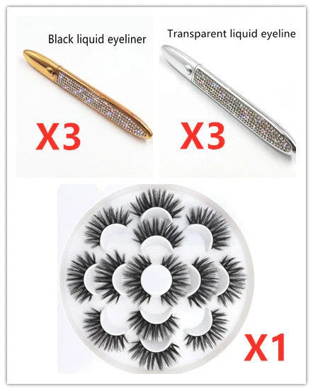 Self-adhesive false eyelashes with multicolour eyeliner for easy application and vibrant looks