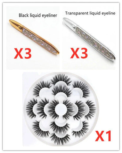 Self-adhesive false eyelashes with multicolour eyeliner for easy application and vibrant looks