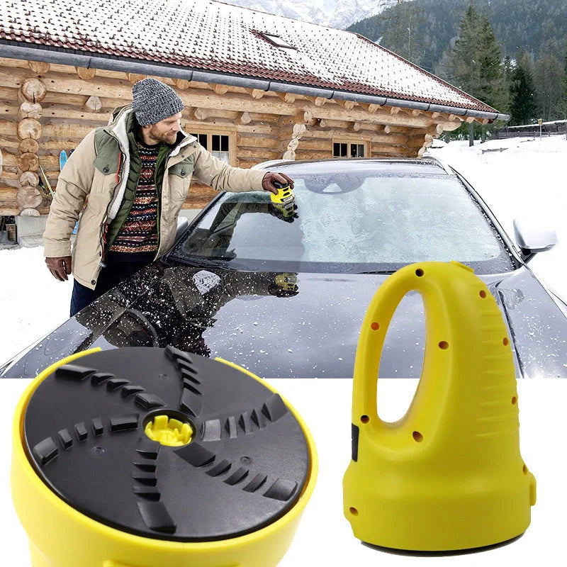 Electric snow scraper in yellow with USB charger for quick ice removal