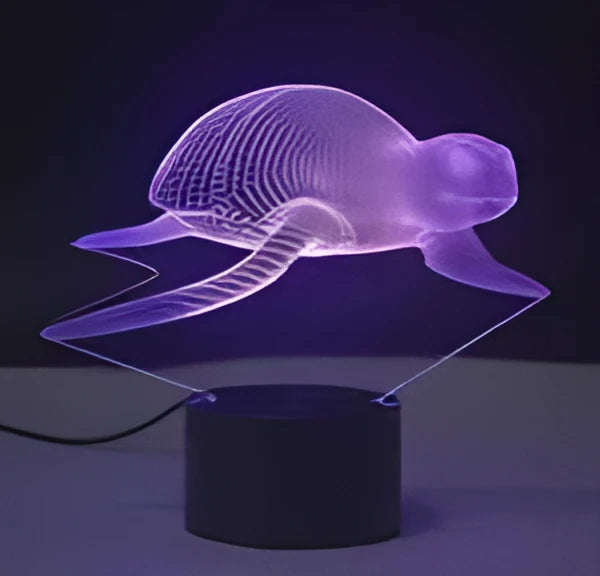 Colourful 3D LED table lamp with touch control and optional remote on black ABS base