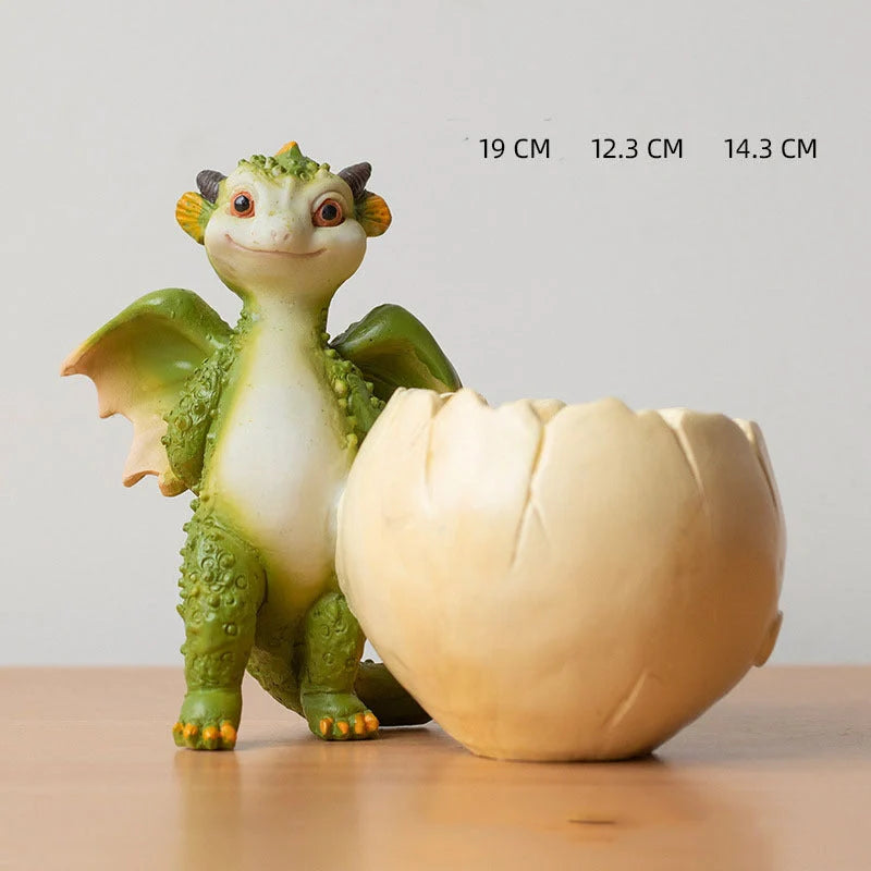 Cartoon dinosaur succulent pot with hand-painted details for home or office decor
