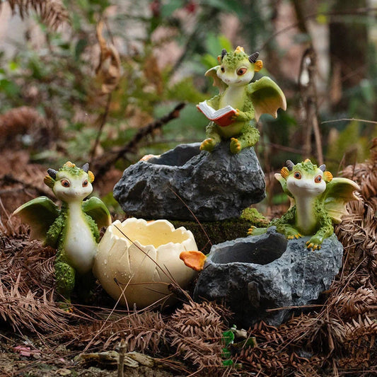 Cartoon dinosaur succulent pot with hand-painted details for home or office decor