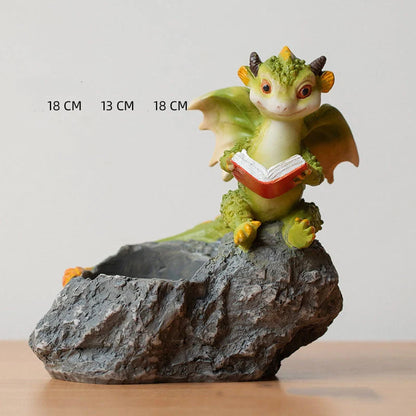 Cartoon dinosaur succulent pot with hand-painted details for home or office decor
