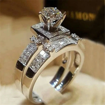 Crown engagement ring in alloy with electroplated finish, available in sizes 5 to 12 and styles A to G