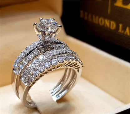 Crown engagement ring in alloy with electroplated finish, available in sizes 5 to 12 and styles A to G