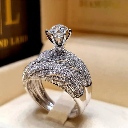 Crown engagement ring in alloy with electroplated finish, available in sizes 5 to 12 and styles A to G