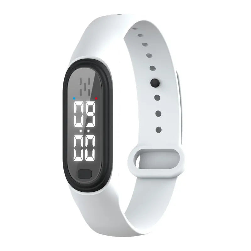 Ultrasonic electronic mosquito repellent bracelet in black, white, blue, or pink colours