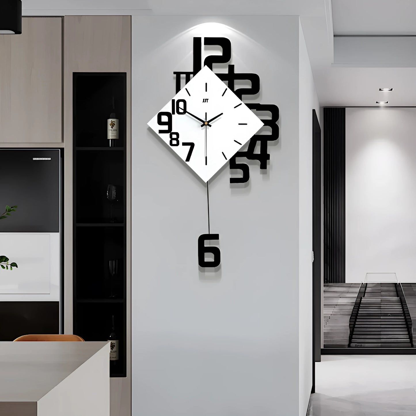 15-inch round digital LED wall clock with wooden frame in black, blue, or red colour options