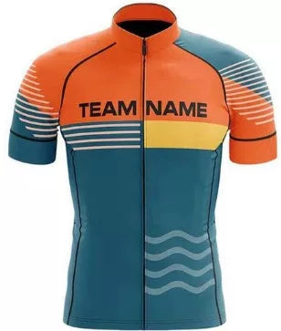 Short-sleeved bib cycling suit for men and women with moisture-wicking technology